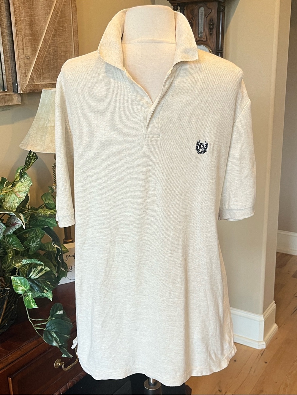 Chaps Men's Cream Polo Shirt Medium